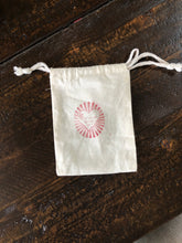 Load image into Gallery viewer, Cotton Muslin Card Holder Bag Hand-Stamped with Heart
